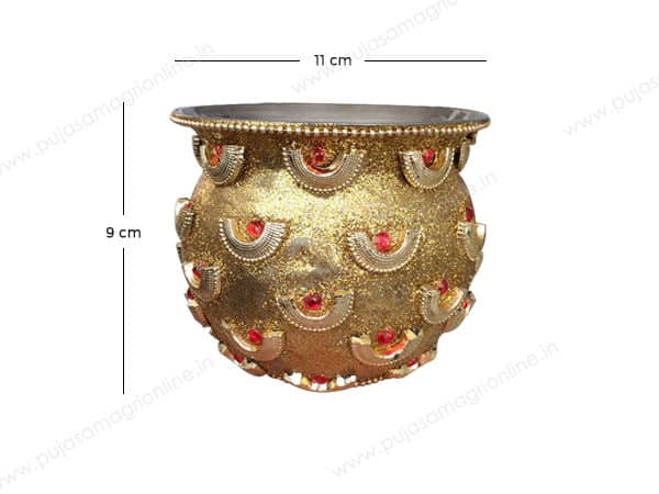 3 Piece Karwa Chauth Golden Puja Thali Set