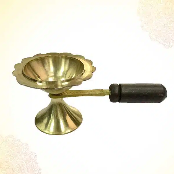 Hand Held brass jyot / diya / oil lamp / loban dan PSO