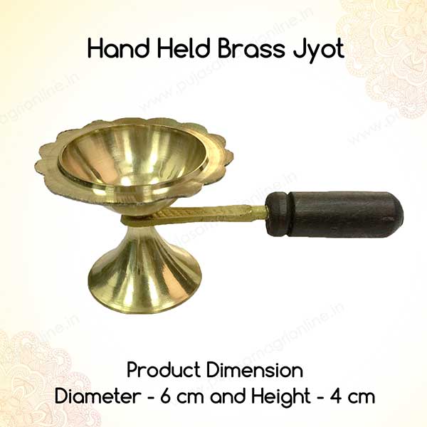 Hand Held brass jyot / diya / oil lamp / loban dan PSO