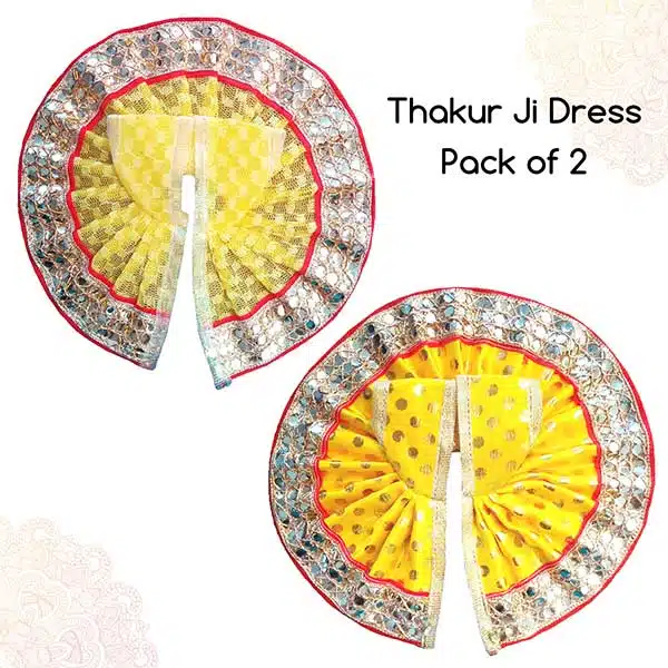 Thakur Ji/Ladoo Gopal/Laddu Gopal/Thakur Ji/Krishna/Bal Gopal Net and Polka Dot Yellow Dress PSO