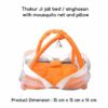 Thakur Ji/Ladoo Gopal/Laddu Gopal/Thakurji/Krishna/bal Gopal Jali Bed singhasan with mousquito net and Pillow (Orange) PSO - Image 2