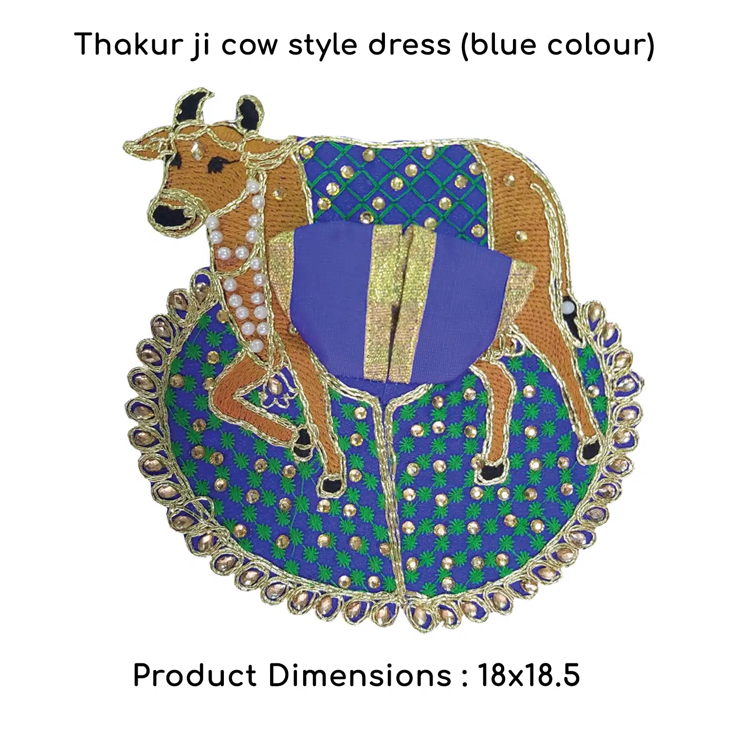 Thakur Ji/Ladoo Gopal/Laddu Gopal/Thakurji/Krishna/bal Gopal Cow Style Dress PSO (Blue, Big) - Image 2