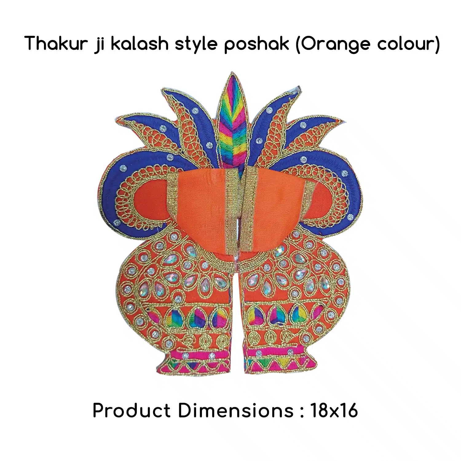 Thakur Ji / Ladoo Gopal / Laddu gopal / Thakurji / krishna/ bal gopal Kalash style dress PSO (Orange) - Image 2